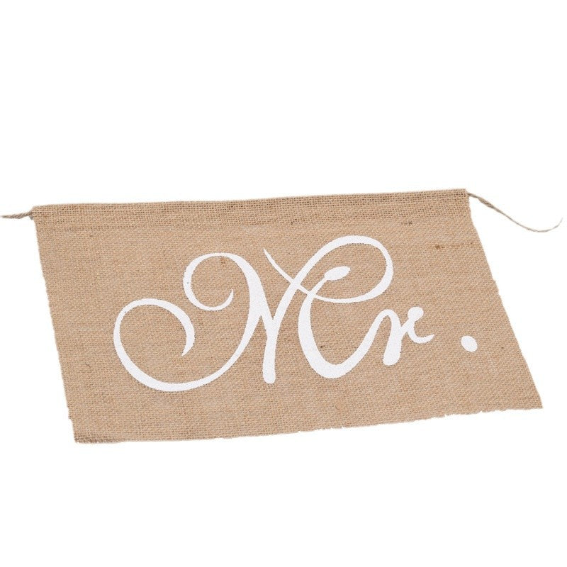 Rustic Mr. & Mrs. Burlap Wedding Chair Back Decoration – Linen Chair Sign for Bride & Groom