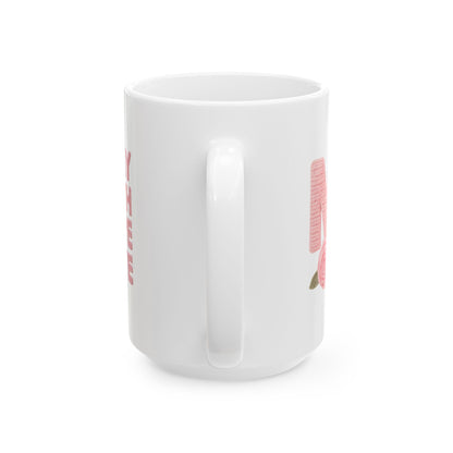 Pink Floral Mom Mug | Cute Embroidered Style Coffee Cup | Aesthetic Cozy Ceramic Mug (11oz & 15oz)