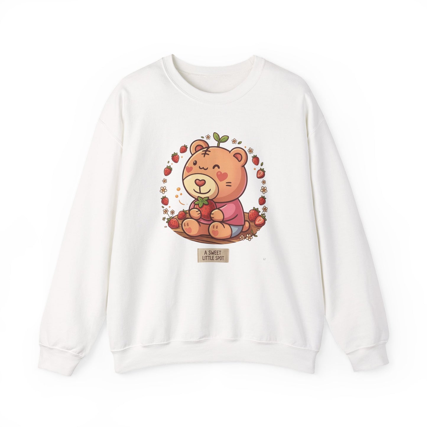 Cute Bear with Apple Crewneck Sweatshirt — "A Sweet Little Snack" Graphic