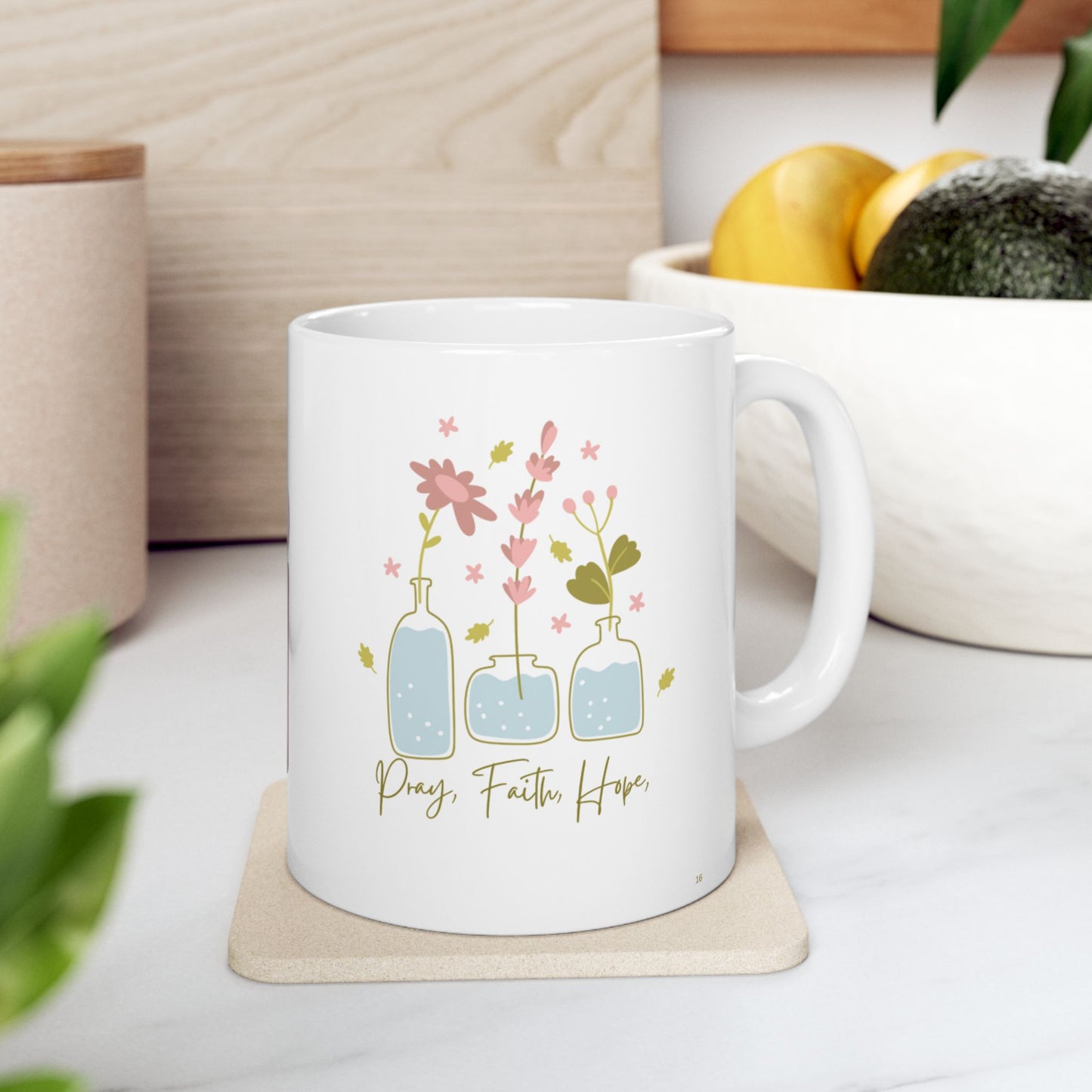 Floral 'Mom' Ceramic Mug — Pink Rose Mother's Day Coffee Cup (11oz )