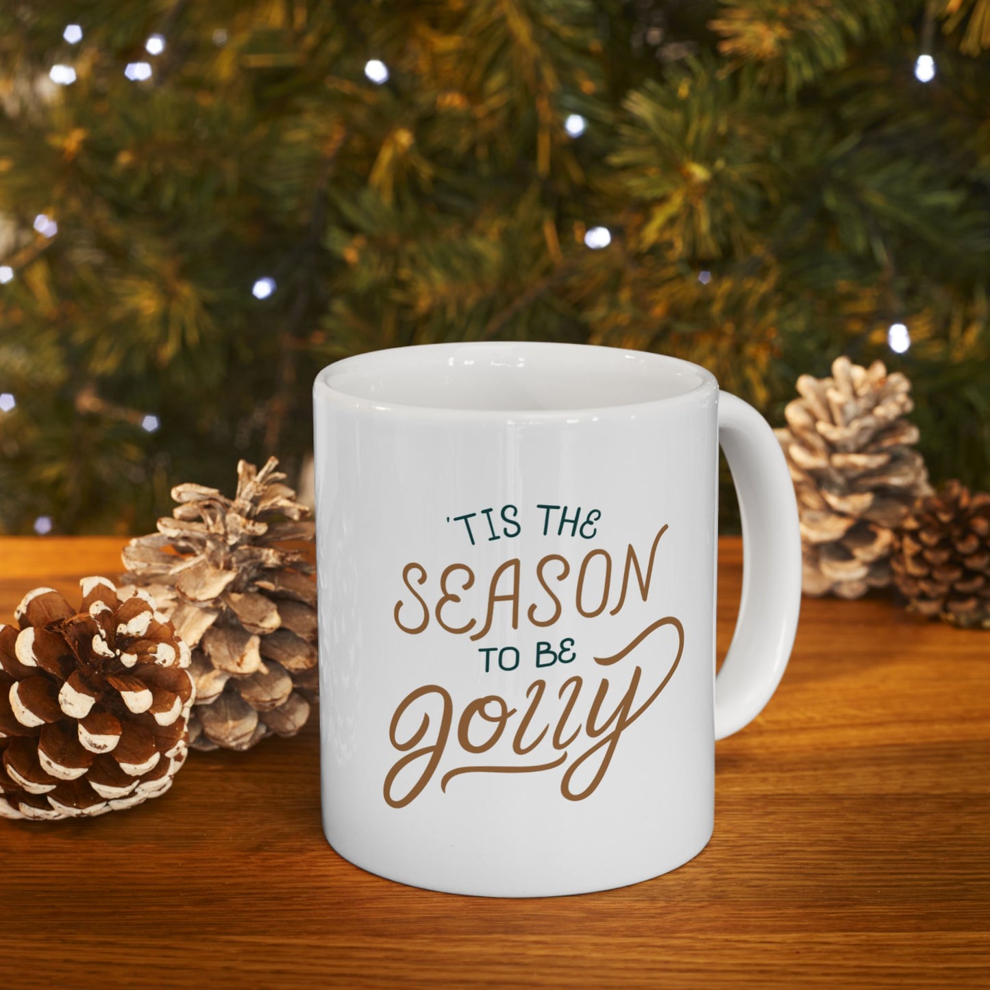 Christmas Tree Coffee Mug – 'This Season I’m Just Here for the Goodies' Ceramic Holiday Gift (11oz