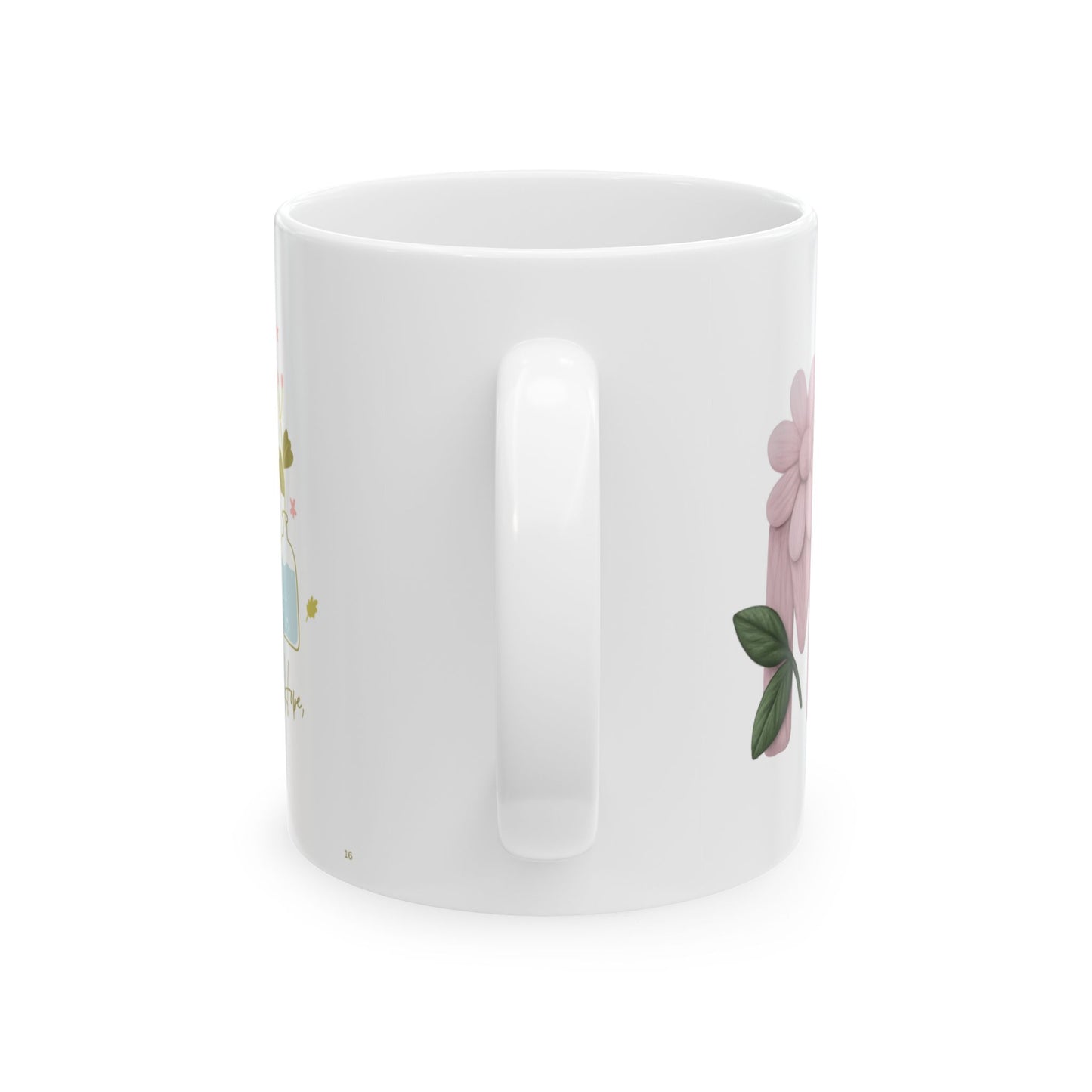 Floral 'Mom' Ceramic Mug — Pink Rose Mother's Day Coffee Cup (11oz )