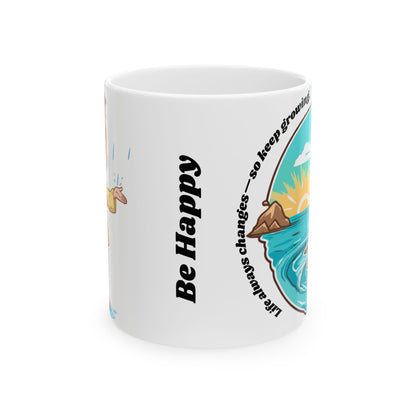 Be Happy Ceramic Mug – Uplifting Gift for Kids & Tea Lovers
