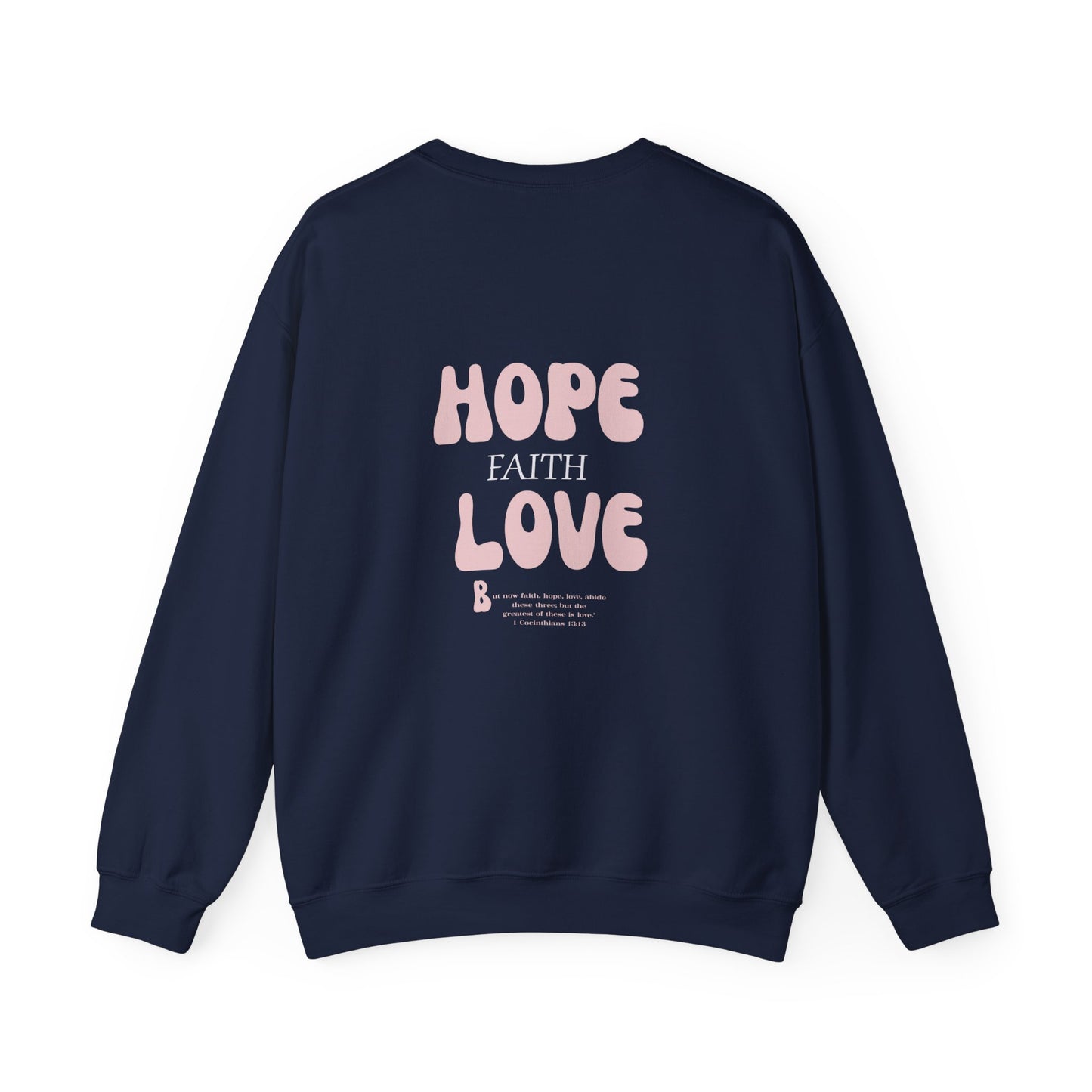 Hope Faith Love Sweatshirt - Pink Smiley Crewneck | Cozy Positive Vibes