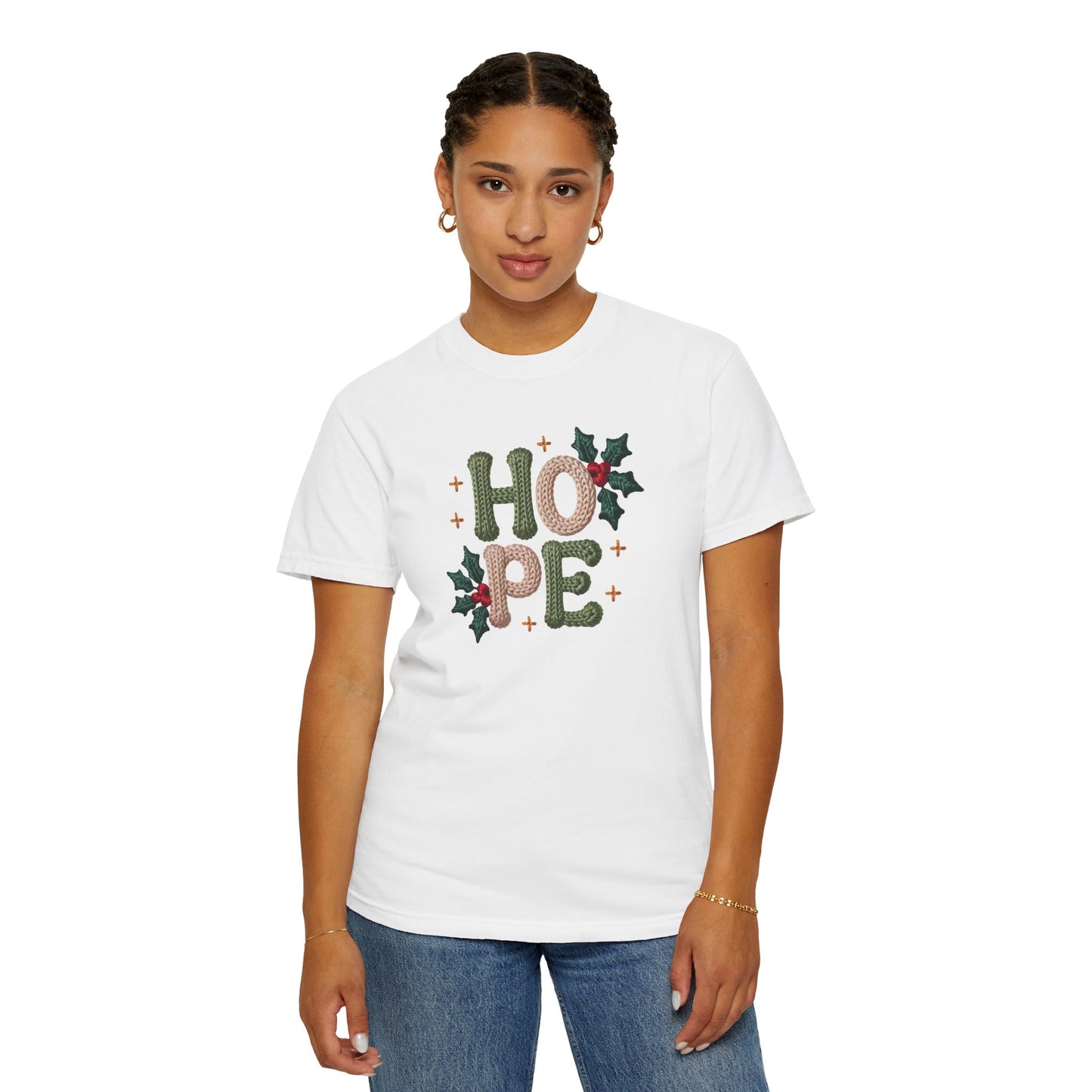 Holiday 'HOPE' T-Shirt — Festive Holly Christmas Tee