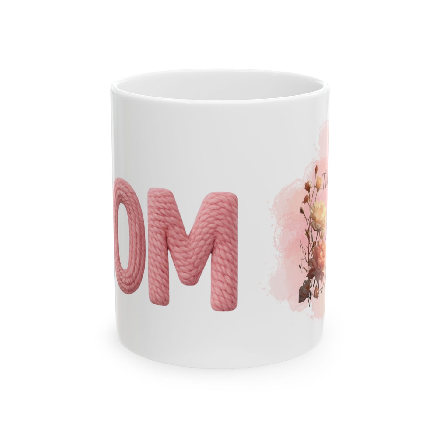 Mom Floral Knit-Style Ceramic Mug — Mother’s Day Coffee Cup (11oz, 15oz)
