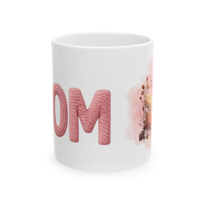 Mom Floral Knit-Style Ceramic Mug — Mother’s Day Coffee Cup (11oz, 15oz)