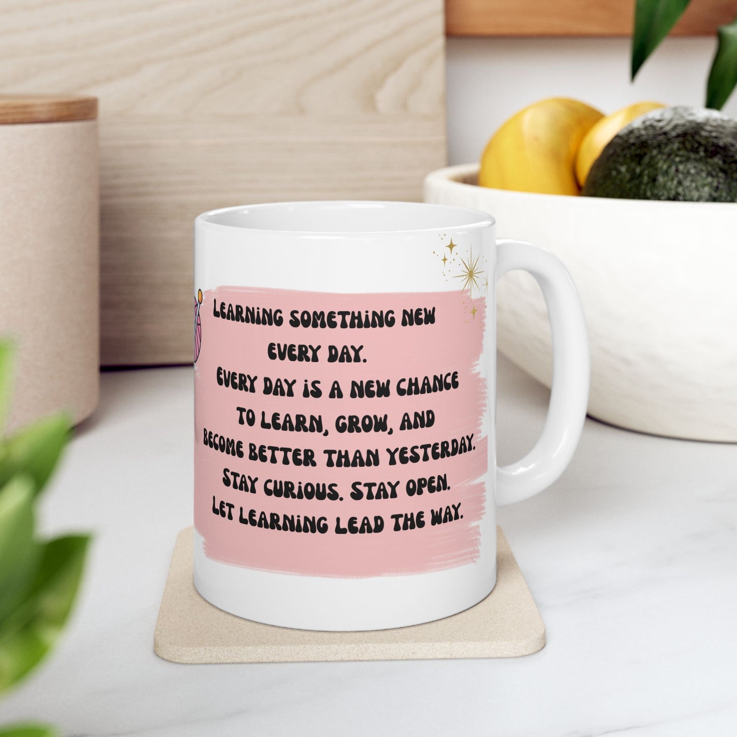 Learning Positive Words Ceramic Mug – Gift for Kids & Coffee Lovers