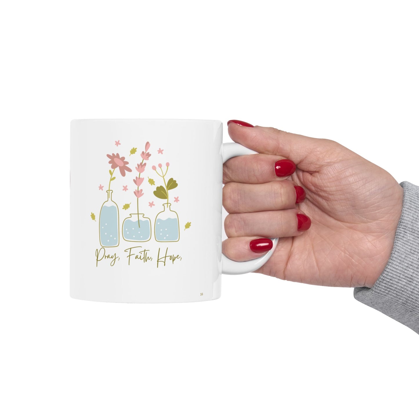 Floral 'Mom' Ceramic Mug — Pink Rose Mother's Day Coffee Cup (11oz )