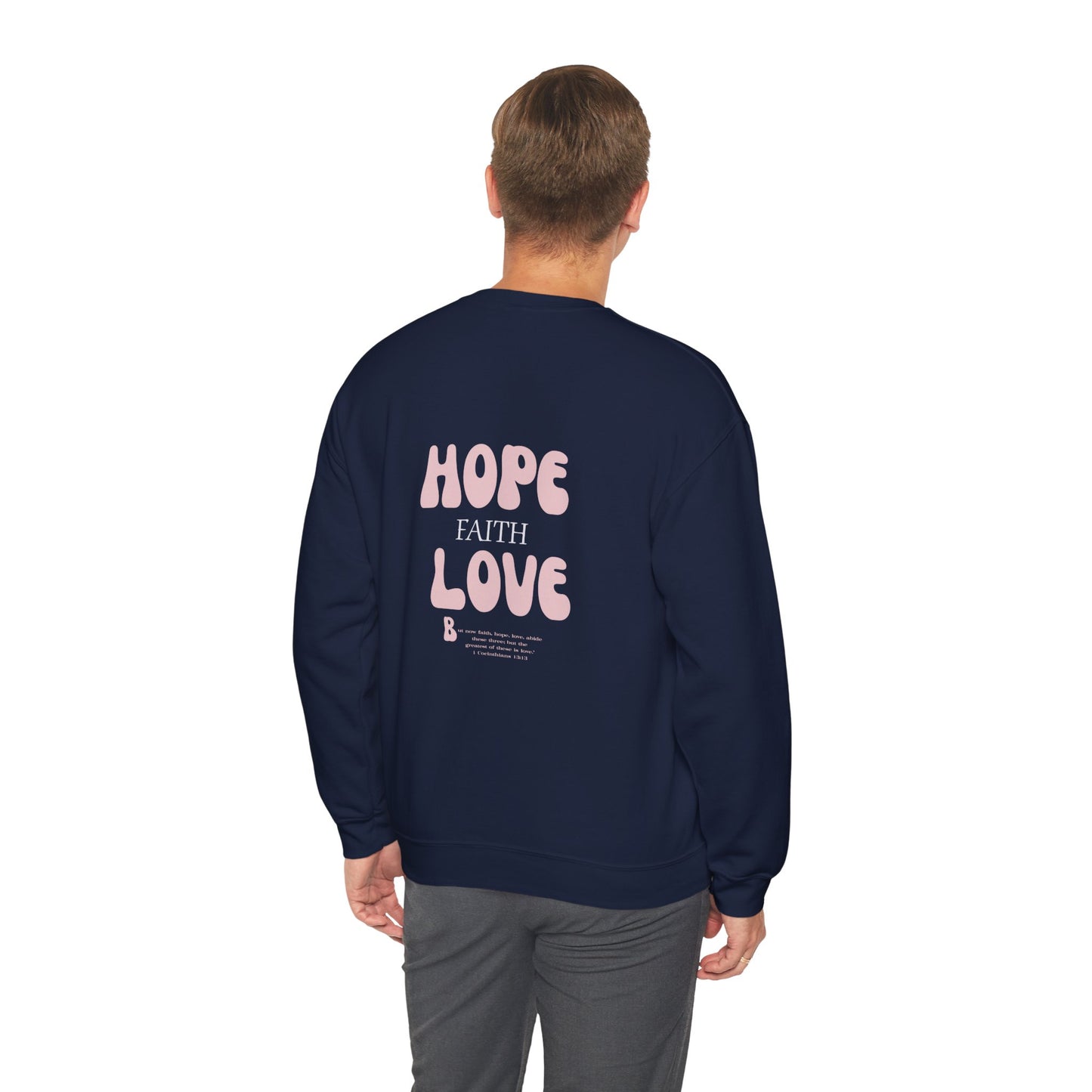 Hope Faith Love Sweatshirt - Pink Smiley Crewneck | Cozy Positive Vibes