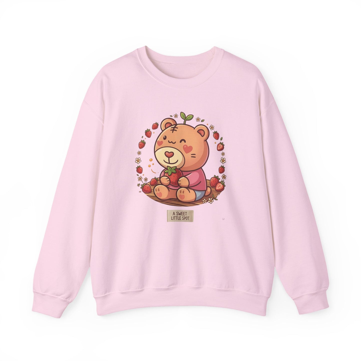 Cute Bear with Apple Crewneck Sweatshirt — "A Sweet Little Snack" Graphic