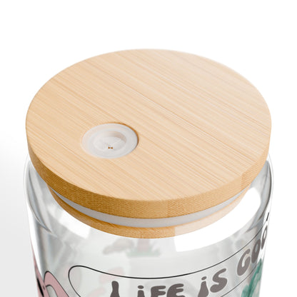 Cute Cartoon Sipper Glass – 16oz Kids Cup with Lid & Straw