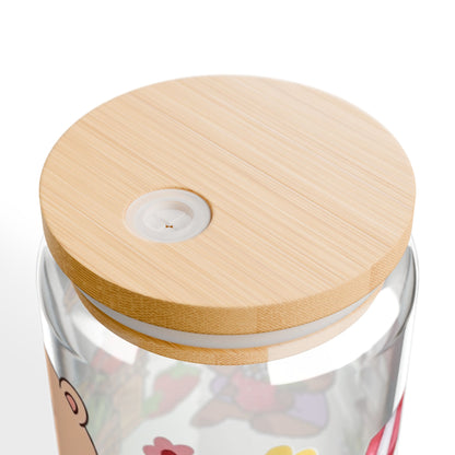 Cute Bear Fruit Market Sipper Glass — 16oz Straw Tumbler
