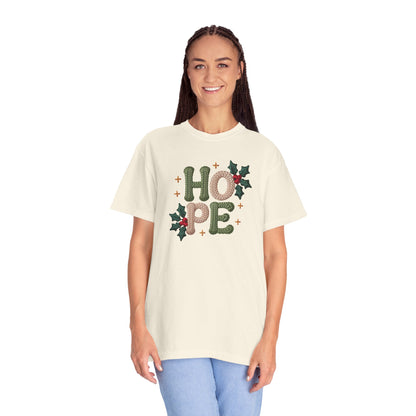 Holiday 'HOPE' T-Shirt — Festive Holly Christmas Tee