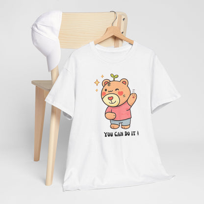 Motivational Bear T-Shirt — Cute ‘You Can Do It!’ Graphic Tee