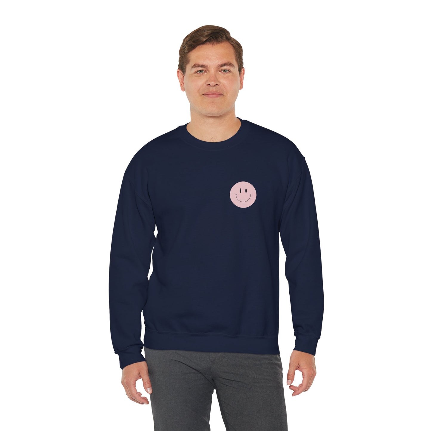 Hope Faith Love Sweatshirt - Pink Smiley Crewneck | Cozy Positive Vibes