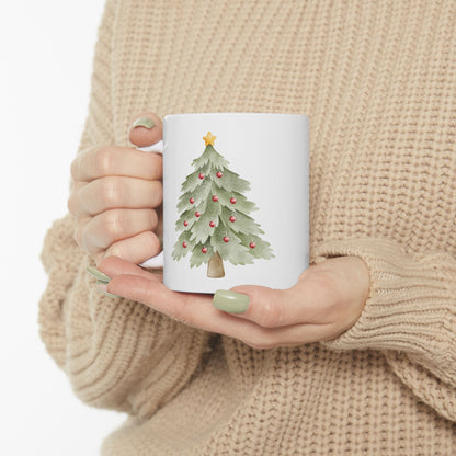 Christmas Tree Coffee Mug – 'This Season I’m Just Here for the Goodies' Ceramic Holiday Gift (11oz