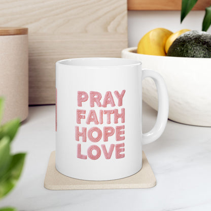 Pink Floral Mom Mug | Cute Embroidered Style Coffee Cup | Aesthetic Cozy Ceramic Mug (11oz & 15oz)