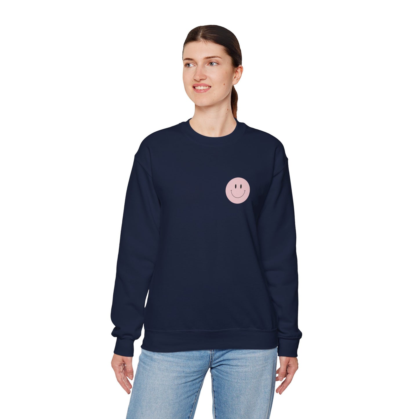 Hope Faith Love Sweatshirt - Pink Smiley Crewneck | Cozy Positive Vibes