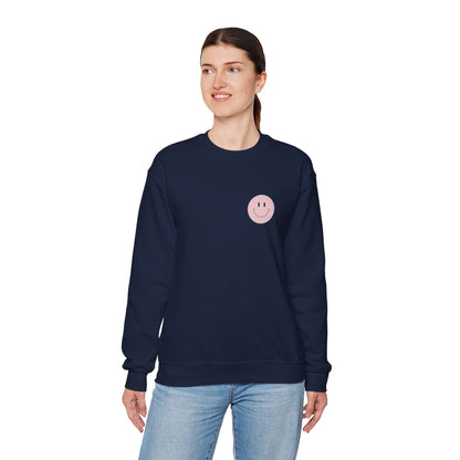 Hope Faith Love Sweatshirt - Pink Smiley Crewneck | Cozy Positive Vibes