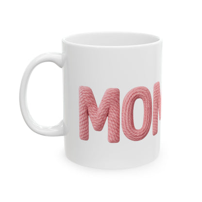 Mom Floral Knit-Style Ceramic Mug — Mother’s Day Coffee Cup (11oz, 15oz)