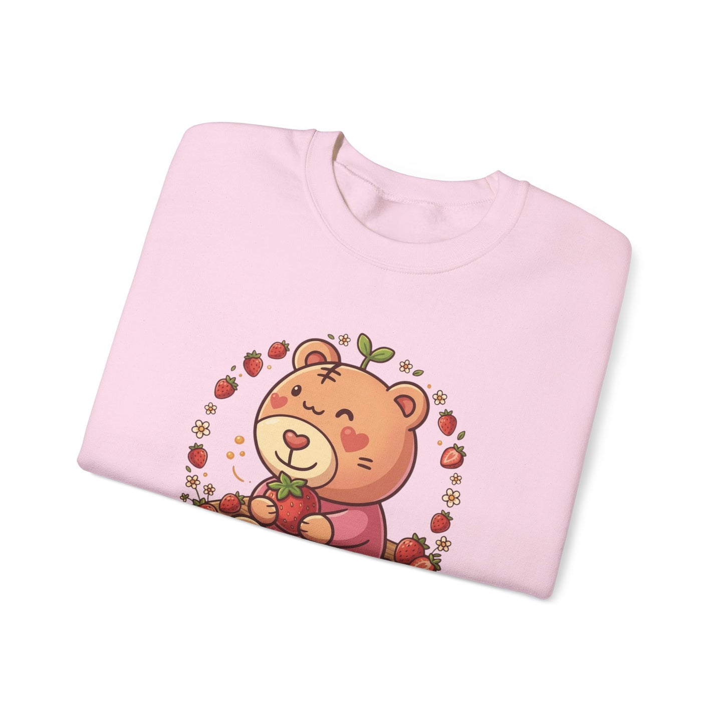 Cute Bear with Apple Crewneck Sweatshirt — "A Sweet Little Snack" Graphic