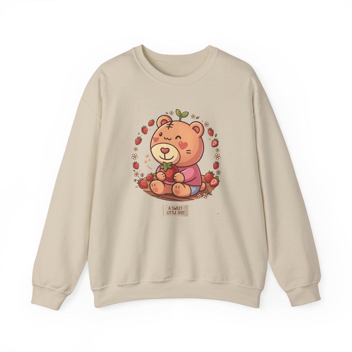 Cute Bear with Apple Crewneck Sweatshirt — "A Sweet Little Snack" Graphic