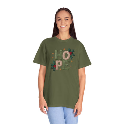 Holiday 'HOPE' T-Shirt — Festive Holly Christmas Tee