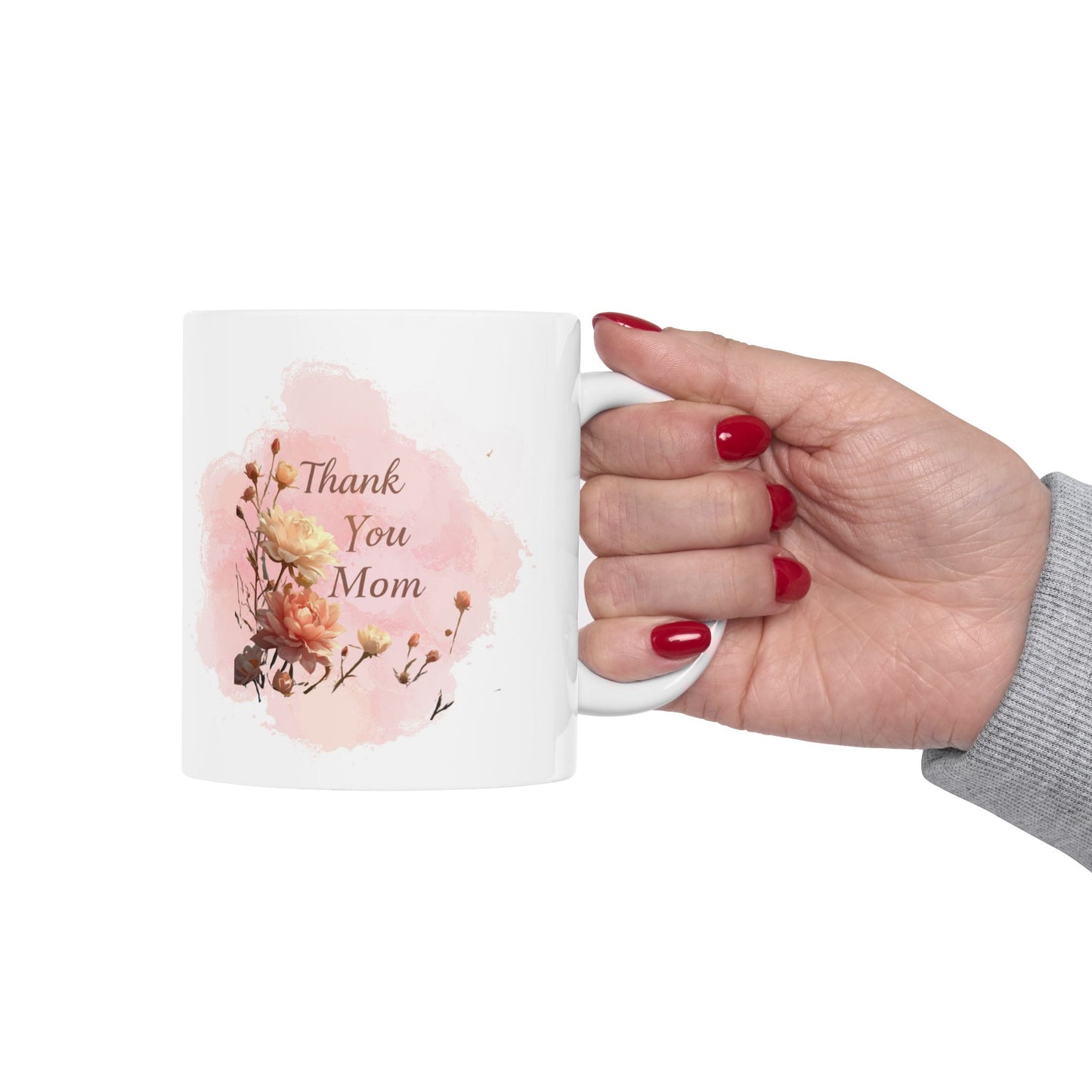 Mom Floral Knit-Style Ceramic Mug — Mother’s Day Coffee Cup (11oz, 15oz)