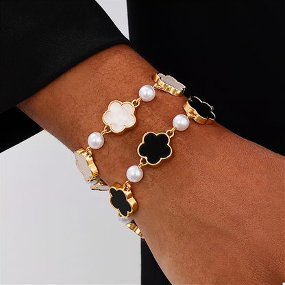 8K Gold-Plated Alloy Flower Bracelet – Elegant Floral Design Jewelry Accessory