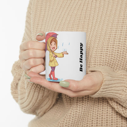 Be Happy Ceramic Mug – Uplifting Gift for Kids & Tea Lovers