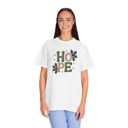 Holiday 'HOPE' T-Shirt — Festive Holly Christmas Tee