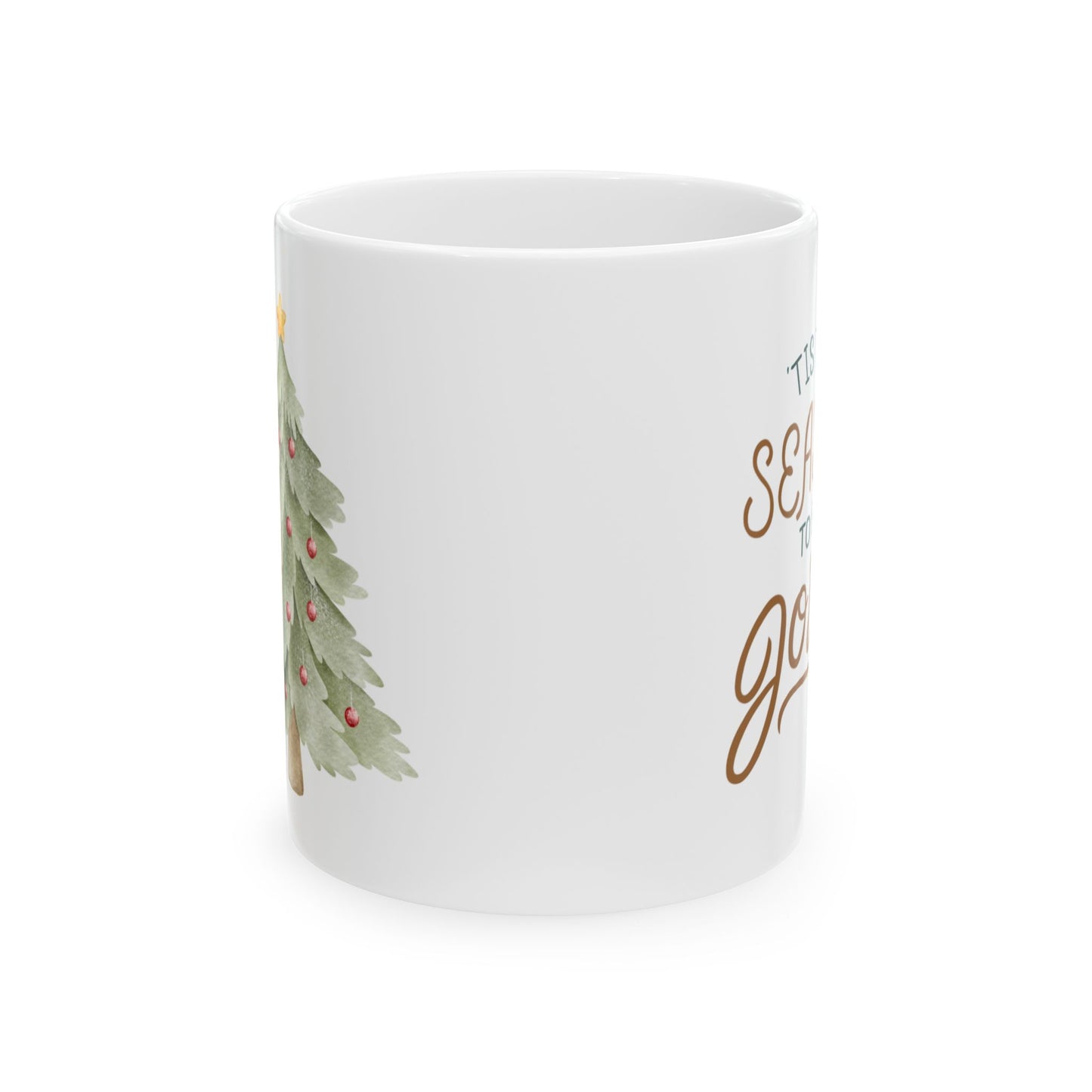 Christmas Tree Coffee Mug – 'This Season I’m Just Here for the Goodies' Ceramic Holiday Gift (11oz
