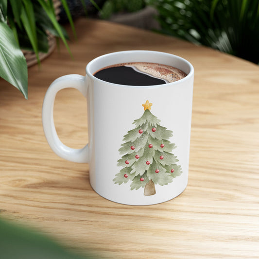 Christmas Tree Coffee Mug – 'This Season I’m Just Here for the Goodies' Ceramic Holiday Gift (11oz