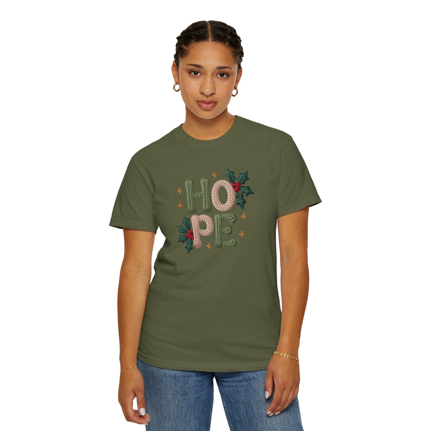 Holiday 'HOPE' T-Shirt — Festive Holly Christmas Tee