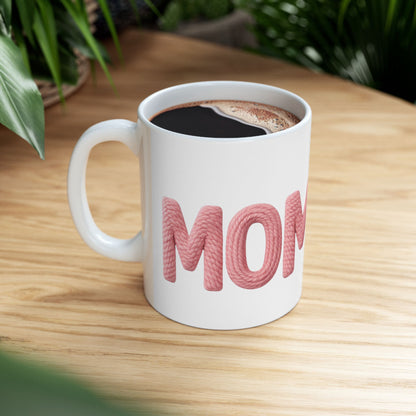 Mom Floral Knit-Style Ceramic Mug — Mother’s Day Coffee Cup (11oz, 15oz)